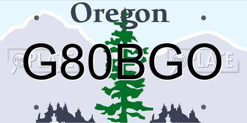 G80BGO Oregon License Plate