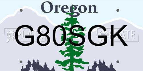 G80SGK Oregon License Plate