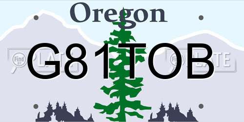 G81TOB Oregon License Plate