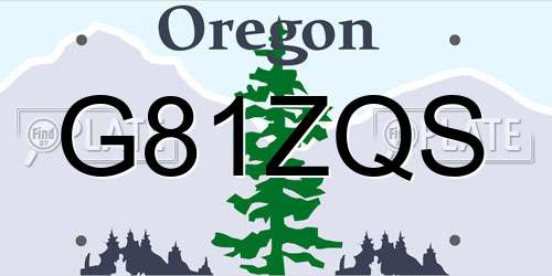 G81ZQS Oregon License Plate