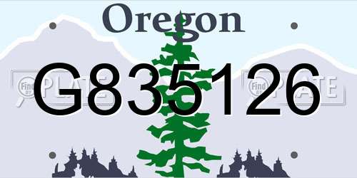 G835126 Oregon License Plate