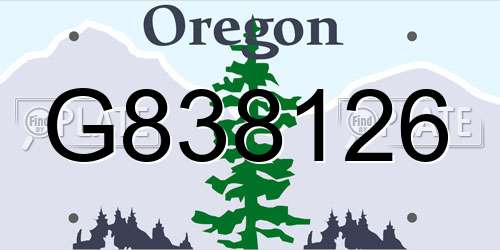 G838126 Oregon License Plate