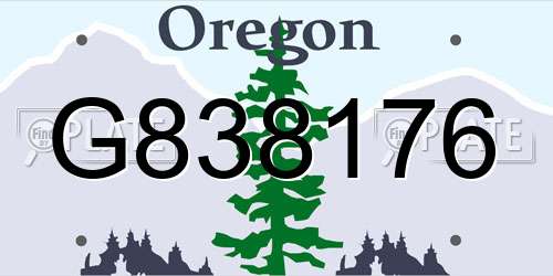 G838176 Oregon License Plate