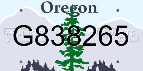 G838265 Oregon License Plate