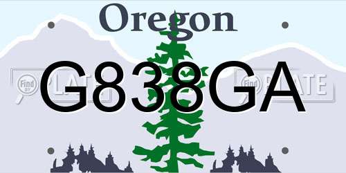 G838GA Oregon License Plate