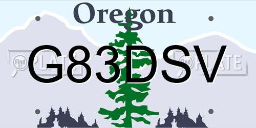 G83DSV Oregon License Plate