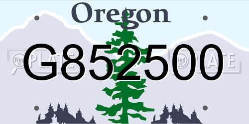 G852500 Oregon License Plate