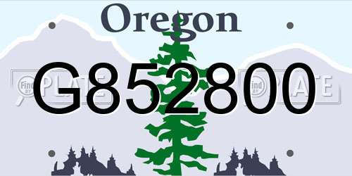 G852800 Oregon License Plate