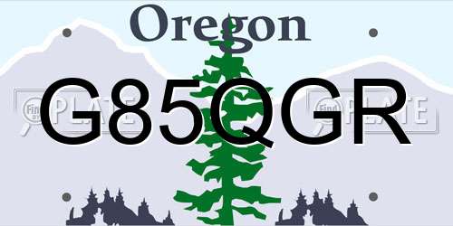 G85QGR Oregon License Plate