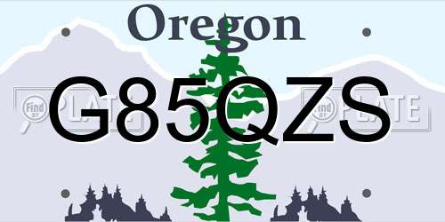 G85QZS Oregon License Plate