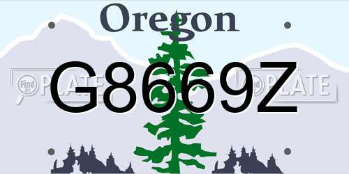 G8669Z Oregon License Plate