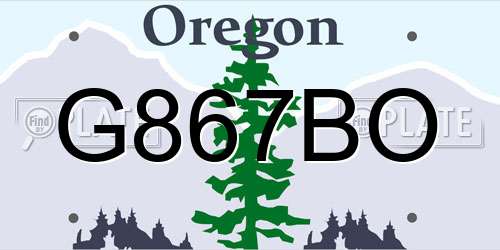G867BO Oregon License Plate