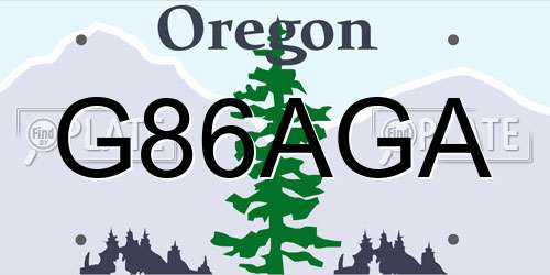 G86AGA Oregon License Plate