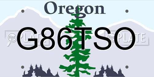 G86TSO Oregon License Plate