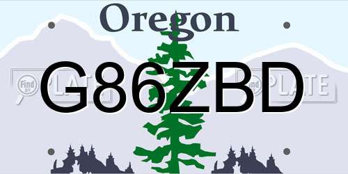 G86ZBD Oregon License Plate
