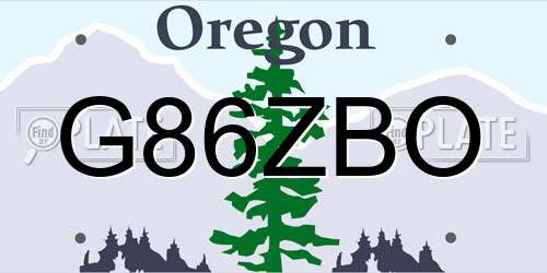 G86ZBO Oregon License Plate