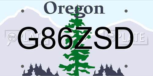 G86ZSD Oregon License Plate