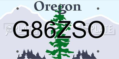 G86ZSO Oregon License Plate