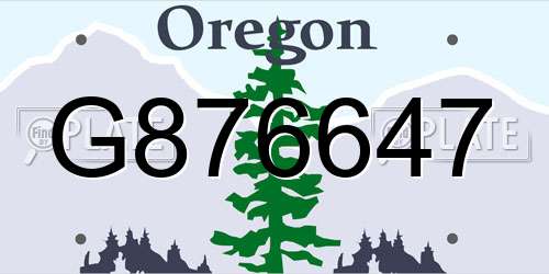 G876647 Oregon License Plate