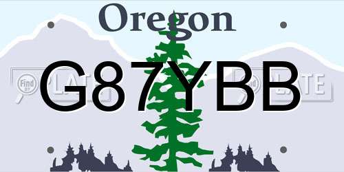 G87YBB Oregon License Plate