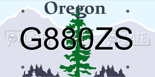 G880ZS Oregon License Plate