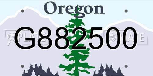 G882500 Oregon License Plate