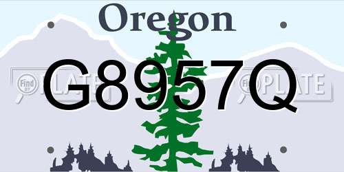 G8957Q Oregon License Plate