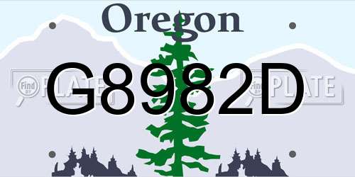 G8982D Oregon License Plate