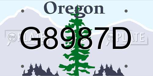 G8987D Oregon License Plate