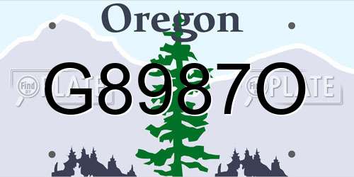 G8987O Oregon License Plate