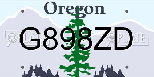 G898ZD Oregon License Plate