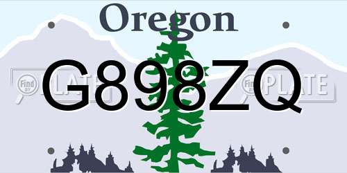 G898ZQ Oregon License Plate