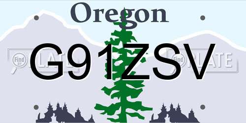 G91ZSV Oregon License Plate