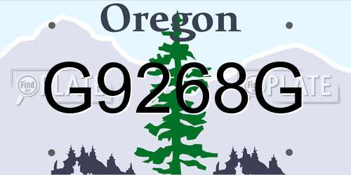 G9268G Oregon License Plate