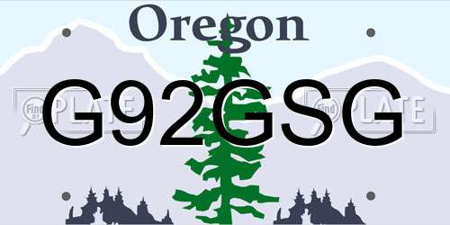 G92GSG Oregon License Plate