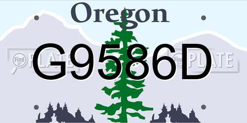 G9586D Oregon License Plate