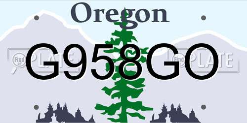 G958GO Oregon License Plate