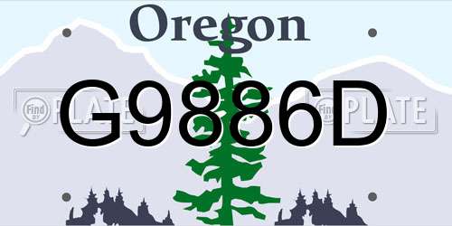 G9886D Oregon License Plate