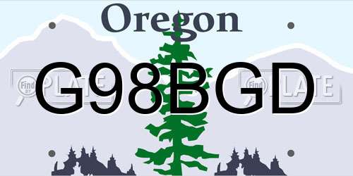 G98BGD Oregon License Plate