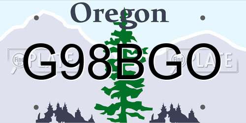 G98BGO Oregon License Plate