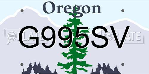 G995SV Oregon License Plate