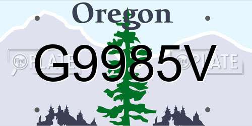 G9985V Oregon License Plate