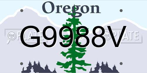 G9988V Oregon License Plate