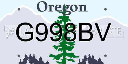 G998BV Oregon License Plate