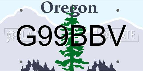 G99BBV Oregon License Plate