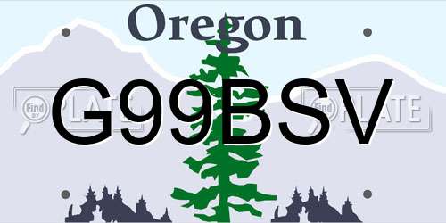 G99BSV Oregon License Plate