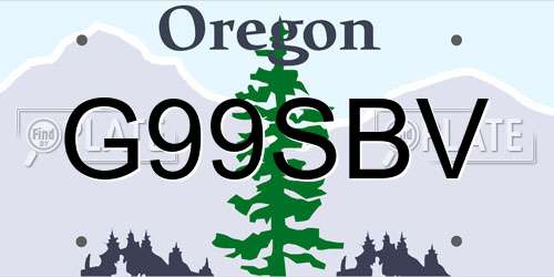 G99SBV Oregon License Plate
