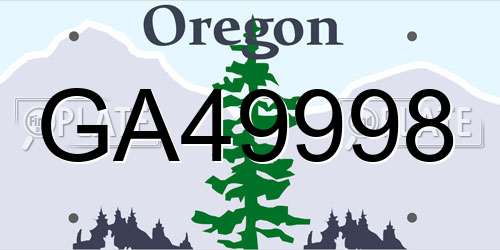 GA49998 Oregon License Plate