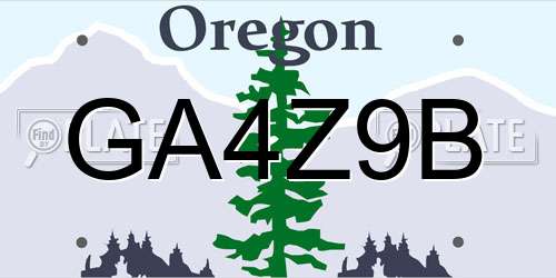 GA4Z9B Oregon License Plate