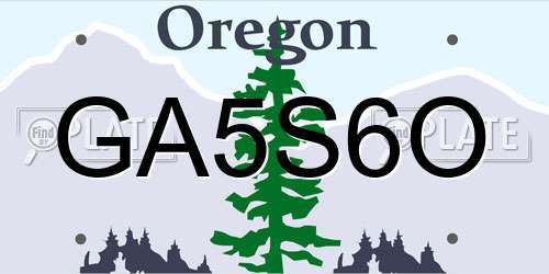 GA5S6O Oregon License Plate